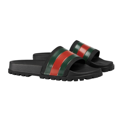 Sandal Flippers Gucci Track Black Green BNIB Perfect Kicks