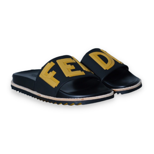 Sandal Flippers Fendi Black Yellow BNIB Perfect Kicks